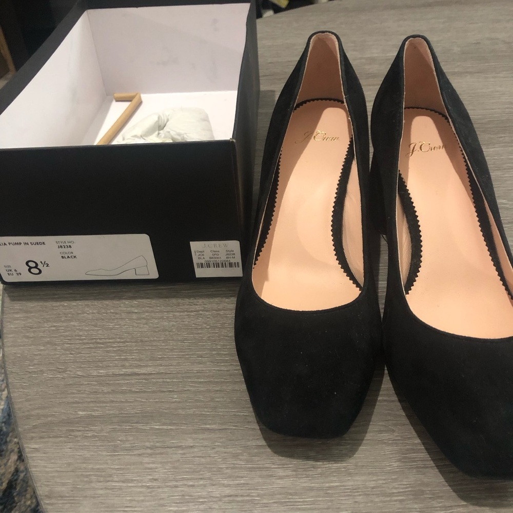 J Crew black suede heels, size 8.5